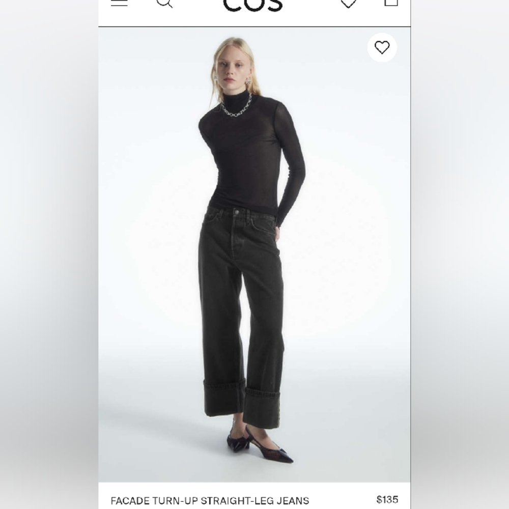 COS Black Facade Turn-Up Straight-Leg Jeans